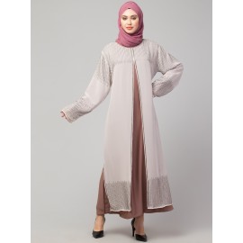 Nazneen Two Layers Hand work Party Wear Abaya