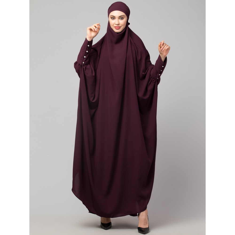 Nazneen Head to toe long cuff ready to wear one pc Jilbab with Naqab