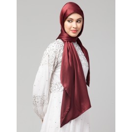 Nazneen Scarlet Maroon Royal Touch Silky Shiny Solid Hijab