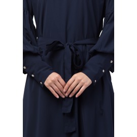 Nazneen long cuff full balloon sleeve with belt A line Abaya