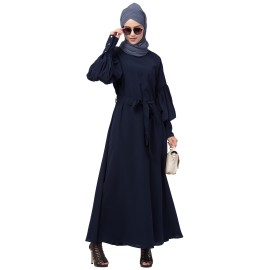 Nazneen long cuff full balloon sleeve with belt A line Abaya