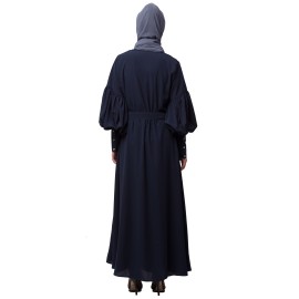 Nazneen long cuff full balloon sleeve with belt A line Abaya