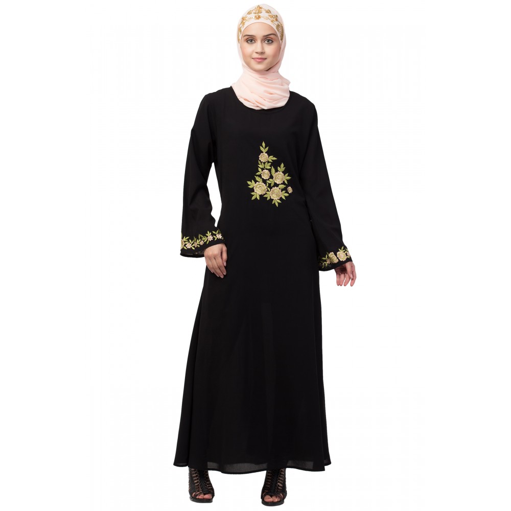 Nazneen front and sleeve embroidery A line Abaya