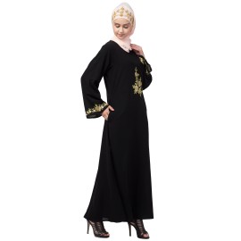 Nazneen front and sleeve embroidery A line Abaya