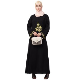 Nazneen front and sleeve embroidery A line Abaya