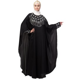 Nazneen double layers hand embroidered with tassel wedding kaftan cum abaya