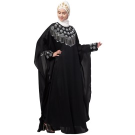 Nazneen double layers hand embroidered with tassel wedding kaftan cum abaya