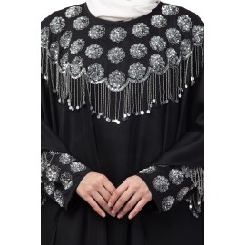 Nazneen double layers hand embroidered with tassel wedding kaftan cum abaya