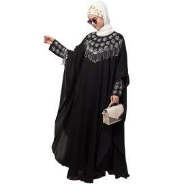 Nazneen double layers hand embroidered with tassel wedding kaftan cum abaya