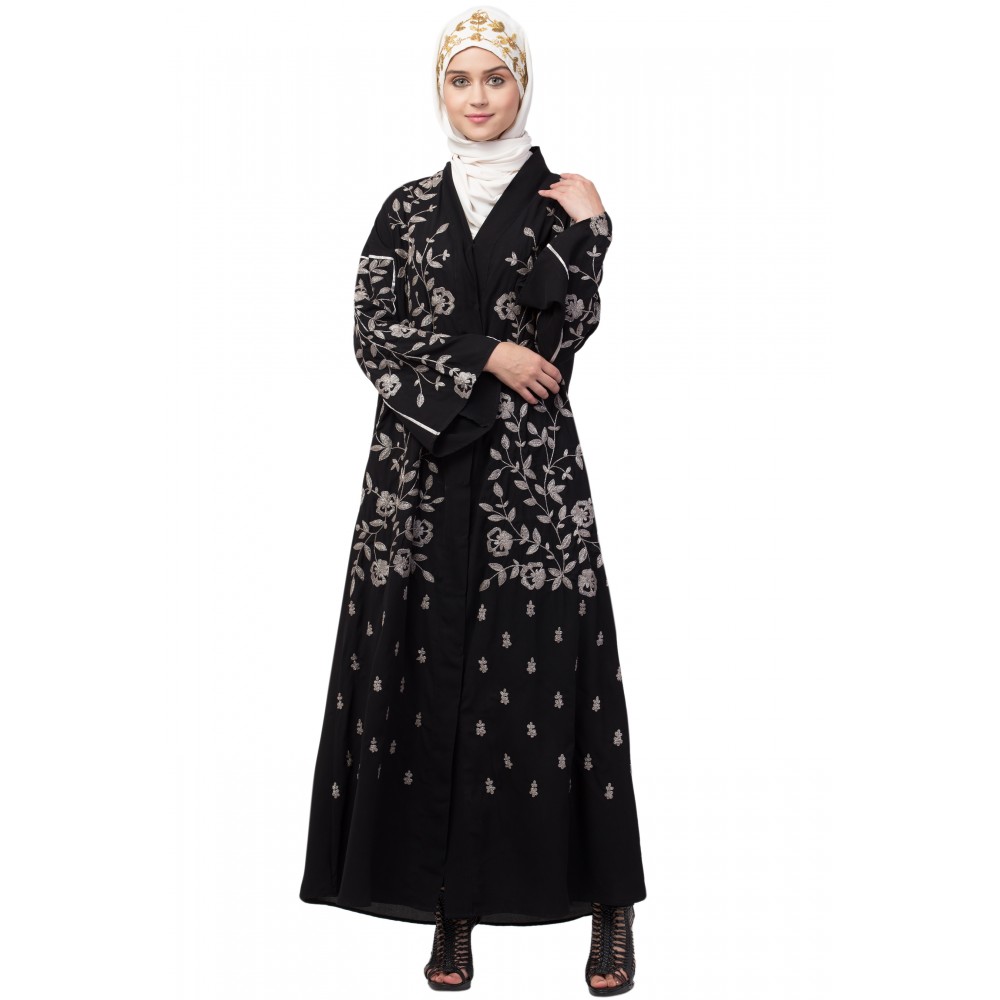 Nazneen full Zari embroidered front open part Abaya