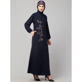 Nazneen Front Open one side Thread embroidery  Casual Abaya