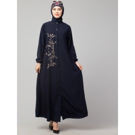 Nazneen Front Open one side Thread embroidery  Casual Abaya