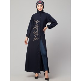 Nazneen Front Open one side Thread embroidery  Casual Abaya