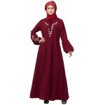 Nazneen Front and Sleeve Resham Embroidery Balloon Sleeve Abaya