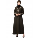 Nazneen Front and Sleeve Resham Embroidery Balloon Sleeve Abaya