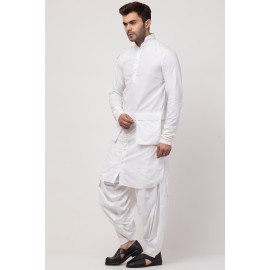 Janab-E-aala two hanging pocket neck and bottom placket Designer Kurta with Patiala salwar