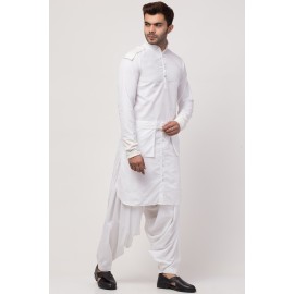 Janab-E-aala two hanging pocket neck and bottom placket Designer Kurta with Patiala salwar