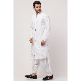 Janab-E-aala front open high collar front up down Kurta cum casual Sherwani with Patiala Salwar