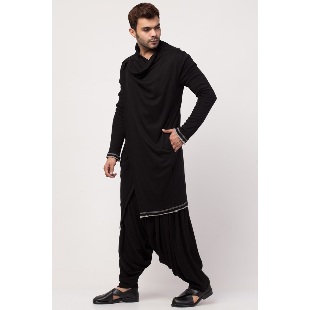 Janab-E-aala front open high collar front up down Kurta cum casual Sherwani with Harem Pant