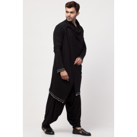 Janab-E-aala front open high collar front up down Kurta cum casual Sherwani with Harem Pant