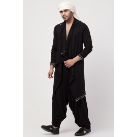 Janab-E-aala front open high collar front up down Kurta cum casual Sherwani with Harem Pant