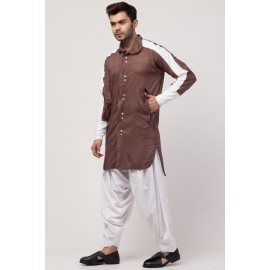 Janab-E-aala two cut pocket up down front open Kurta cum Pathani with Patiala Salwar