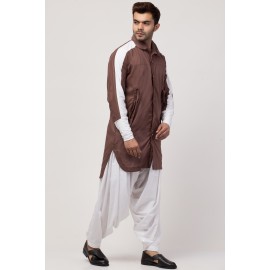 Janab-E-aala two cut pocket up down front open Kurta cum Pathani with Patiala Salwar